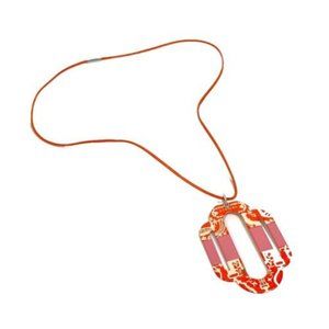 HERMES plate Atrage Accessories Necklace Metal Orange